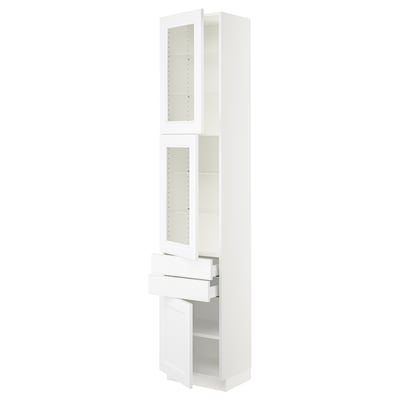 SEKTION / MAXIMERA Gabinete alto+2 prta vidrio/2cj/1pt, blanco/Axstad blanco mate, 18x15x90 "