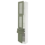 SEKTION / MAXIMERA Gabinete alto+2 prta vidrio/2cj/1pt, blanco/Axstad gris-verde, 18x15x90 "