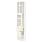 SEKTION / MAXIMERA Gabinete alto+2 prta vidrio/2cj/1pt, blanco/Bodbyn color hueso, 18x15x90 "