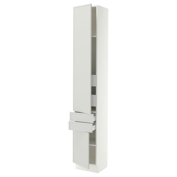 SEKTION / MAXIMERA Gabinete alto+2 puertas/2 frnt/4cjn, blanco/Aspudden gris claro, 15x15x90 "