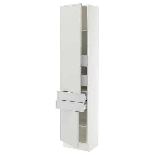SEKTION / MAXIMERA Gabinete alto+2 puertas/2 frnt/4cjn, blanco/Aspudden gris claro, 18x15x80 "