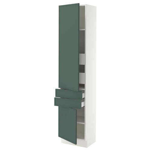 SEKTION / MAXIMERA Gabinete alto+2 puertas/2 frnt/4cjn, blanco/Aspudden gris verdoso oscuro, 18x15x80 "