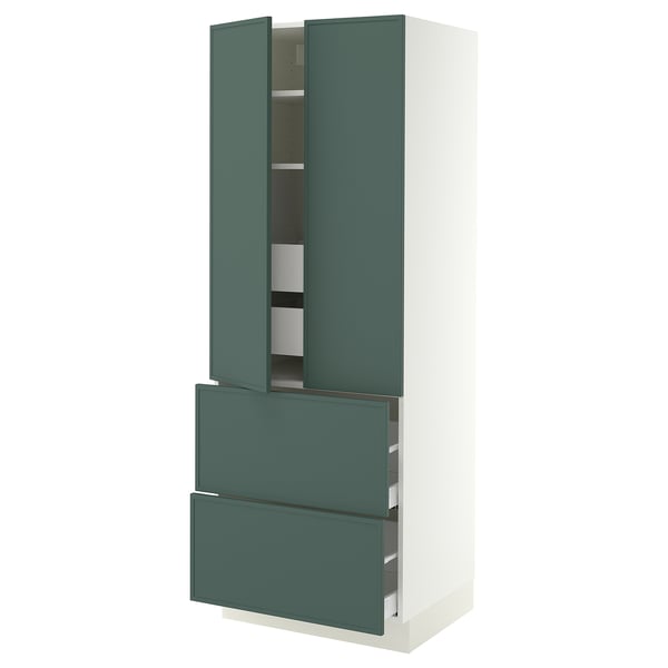 SEKTION / MAXIMERA Gabinete alto+2 puertas/2 frnt/4cjn, blanco/Aspudden gris verdoso oscuro, 30x24x80 "