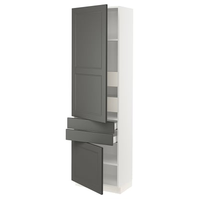 SEKTION / MAXIMERA Gabinete alto+2 puertas/2 frnt/4cjn, blanco/Axstad gris oscuro, 24x15x80 "