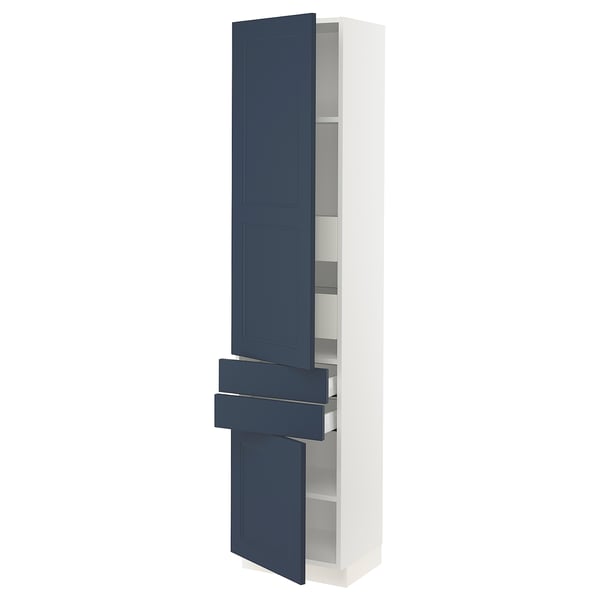 SEKTION / MAXIMERA Gabinete alto+2 puertas/2 frnt/4cjn, blanco Axstad/mate azul, 18x15x80 "