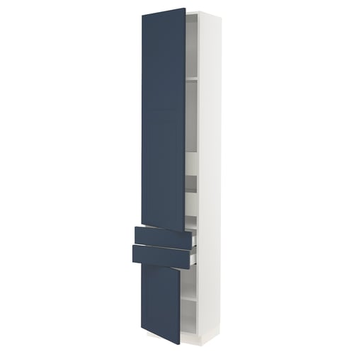 SEKTION / MAXIMERA Gabinete alto+2 puertas/2 frnt/4cjn, blanco Axstad/mate azul, 18x15x90 "
