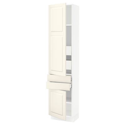 SEKTION / MAXIMERA Gabinete alto+2 puertas/2 frnt/4cjn, blanco/Bodbyn color hueso, 18x15x80 "