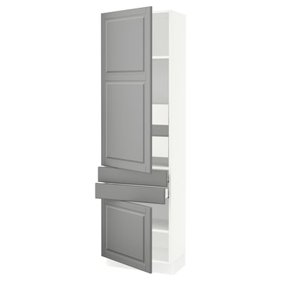 SEKTION / MAXIMERA Gabinete alto+2 puertas/2 frnt/4cjn, blanco/Bodbyn gris, 24x15x80 "