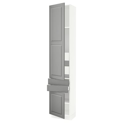 SEKTION / MAXIMERA Gabinete alto+2 puertas/2 frnt/4cjn, blanco/Bodbyn gris, 18x15x90 "