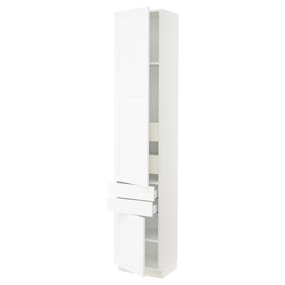 SEKTION / MAXIMERA Gabinete alto+2 puertas/2 frnt/4cjn, blanco Enköping/blanco efecto madera, 18x15x90 "