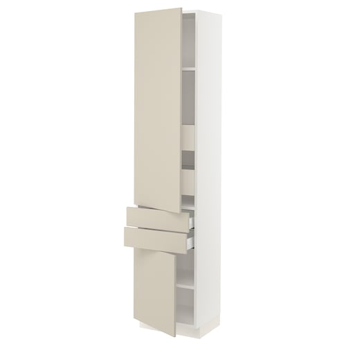 SEKTION / MAXIMERA Gabinete alto+2 puertas/2 frnt/4cjn, blanco/Havstorp beige, 18x15x80 "