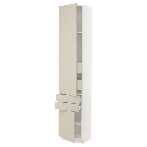 SEKTION / MAXIMERA Gabinete alto+2 puertas/2 frnt/4cjn, blanco/Havstorp beige, 18x15x90 "