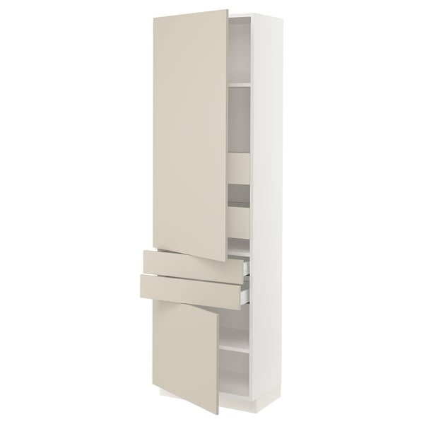 SEKTION / MAXIMERA Gabinete alto+2 puertas/2 frnt/4cjn, blanco/Havstorp beige, 24x15x80 "