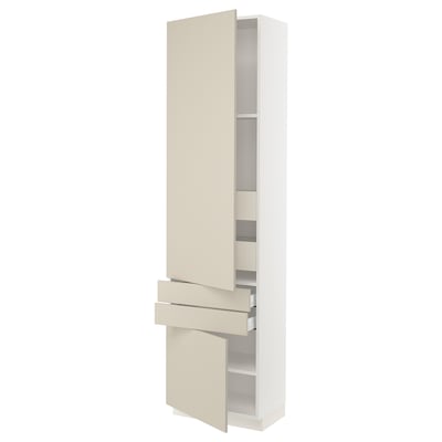 SEKTION / MAXIMERA Gabinete alto+2 puertas/2 frnt/4cjn, blanco/Havstorp beige, 24x15x90 "