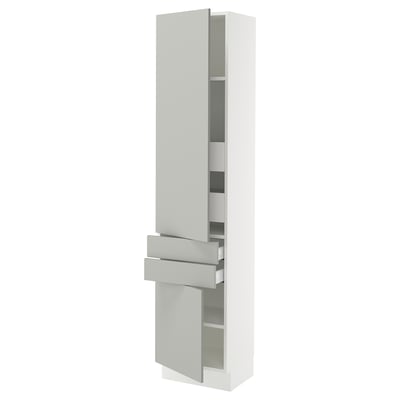 SEKTION / MAXIMERA Gabinete alto+2 puertas/2 frnt/4cjn, blanco/Havstorp gris claro, 18x15x80 "