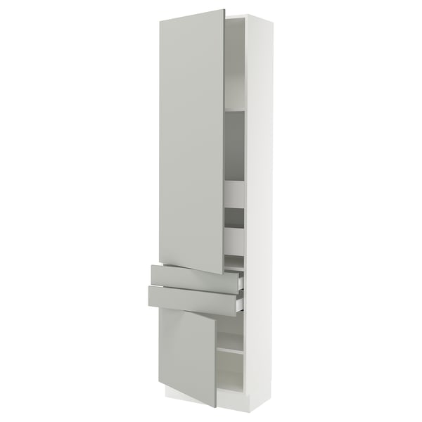 SEKTION / MAXIMERA Gabinete alto+2 puertas/2 frnt/4cjn, blanco/Havstorp gris claro, 24x15x90 "