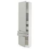 SEKTION / MAXIMERA Gabinete alto+2 puertas/2 frnt/4cjn, blanco/Havstorp gris claro, 24x15x90 "