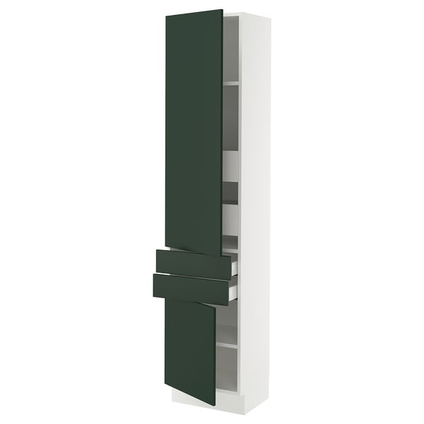 SEKTION / MAXIMERA Gabinete alto+2 puertas/2 frnt/4cjn, blanco/Havstorp verde oscuro, 18x15x80 "