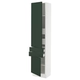 SEKTION / MAXIMERA Gabinete alto+2 puertas/2 frnt/4cjn, blanco/Havstorp verde oscuro, 18x15x80 "