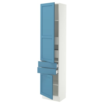 SEKTION / MAXIMERA Gabinete alto+2 puertas/2 frnt/4cjn, blanco/Lerhyttan azul, 18x15x80 "