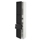 SEKTION / MAXIMERA Gabinete alto+2 puertas/2 frnt/4cjn, blanco/Lerhyttan teñido en negro, 18x15x80 "