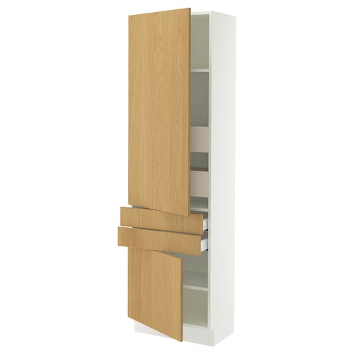 SEKTION / MAXIMERA Gabinete alto+2 puertas/2 frnt/4cjn, blanco/Sinarp chapa de roble, 24x15x80 "
