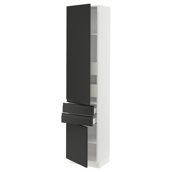 SEKTION / MAXIMERA Gabinete alto+2 puertas/2 frnt/4cjn, blanco/Upplöv antracita mate, 18x15x80 "