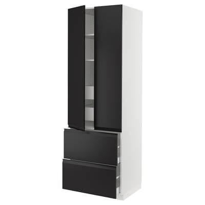 SEKTION / MAXIMERA Gabinete alto+2 puertas/2 frnt/4cjn, blanco/Upplöv antracita mate, 30x24x90 "