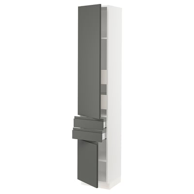 SEKTION / MAXIMERA Gabinete alto+2 puertas/2 frnt/4cjn, blanco/Voxtorp gris oscuro, 15x15x80 "