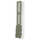 SEKTION / MAXIMERA Gabinete alto+2 puertas vidrio/3 cj, blanco/Axstad gris-verde, 15x15x90 "