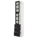 SEKTION / MAXIMERA Gabinete alto+2 puertas vidrio/3 cj, blanco/Lerhyttan teñido en negro, 18x15x90 "