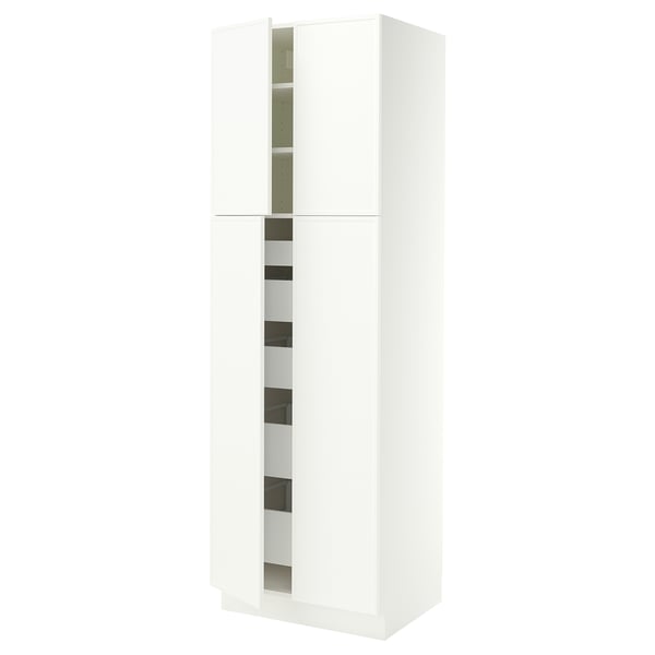 SEKTION / MAXIMERA Gabinete alto+4 puertas vidrio/5 cj, blanco/Aspudden blanco mate, 30x24x90 "