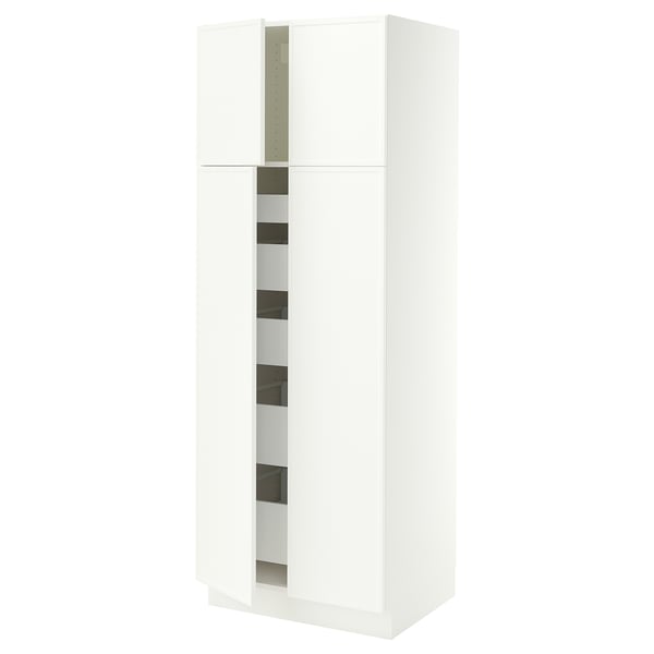 SEKTION / MAXIMERA Gabinete alto+4 puertas vidrio/5 cj, blanco/Aspudden blanco mate, 30x24x80 "