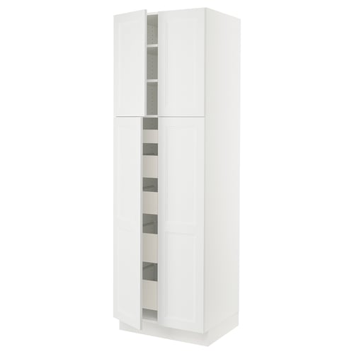 SEKTION / MAXIMERA Gabinete alto+4 puertas vidrio/5 cj, blanco/Axstad blanco mate, 30x24x90 "