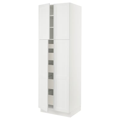 SEKTION / MAXIMERA Gabinete alto+4 puertas vidrio/5 cj, blanco/Axstad blanco mate, 30x24x90 "