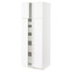 SEKTION / MAXIMERA Gabinete alto+4 puertas vidrio/5 cj, blanco Enköping/blanco efecto madera, 30x24x80 "