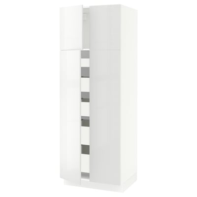 SEKTION / MAXIMERA Gabinete alto+4 puertas vidrio/5 cj, blanco/Ringhult blanco, 30x24x80 "