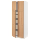 SEKTION / MAXIMERA Gabinete alto+4 puertas vidrio/5 cj, blanco/Vedhamn roble, 30x24x80 "