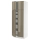 SEKTION / MAXIMERA Gabinete alto+4 puertas vidrio/5 cj, blanco/Voxtorp marrón grisáceo oscuro alto brillo, 30x24x80 "