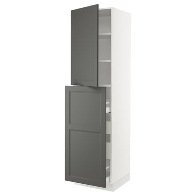 SEKTION / MAXIMERA Gabinete alto+4cjn/1pt/2stnt xtrbl, blanco/Axstad gris oscuro, 24x24x90 "
