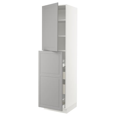 SEKTION / MAXIMERA Gabinete alto+4cjn/1pt/2stnt xtrbl, blanco/Bodbyn gris, 24x24x90 "