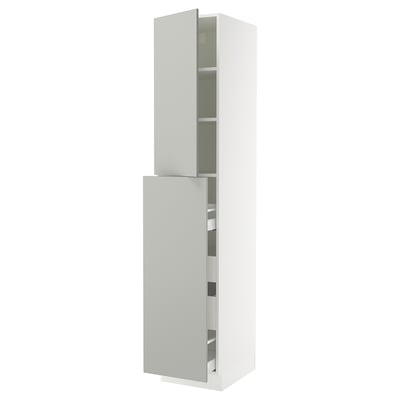 SEKTION / MAXIMERA Gabinete alto+4cjn/1pt/2stnt xtrbl, blanco/Havstorp gris claro, 18x24x90 "