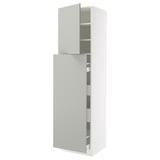 SEKTION / MAXIMERA Gabinete alto+4cjn/1pt/2stnt xtrbl, blanco/Havstorp gris claro, 24x24x90 "