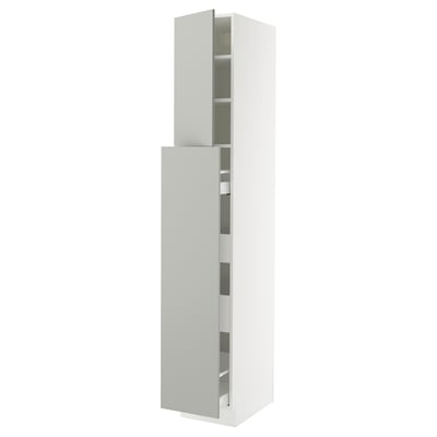 SEKTION / MAXIMERA Gabinete alto+4cjn/1pt/2stnt xtrbl, blanco/Havstorp gris claro, 15x24x90 "