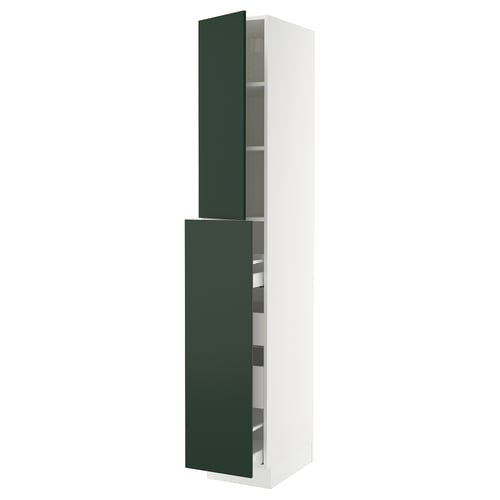 SEKTION / MAXIMERA Gabinete alto+4cjn/1pt/2stnt xtrbl, blanco/Havstorp verde oscuro, 15x24x90 "