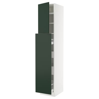 SEKTION / MAXIMERA Gabinete alto+4cjn/1pt/2stnt xtrbl, blanco/Havstorp verde oscuro, 18x24x90 "