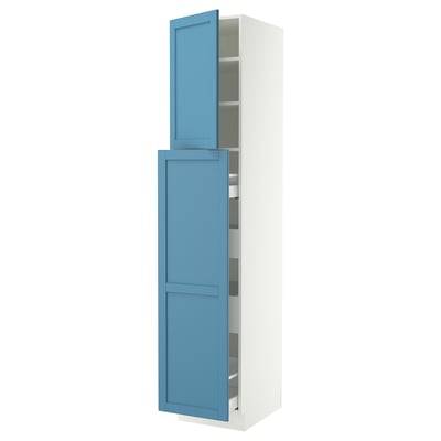 SEKTION / MAXIMERA Gabinete alto+4cjn/1pt/2stnt xtrbl, blanco/Lerhyttan azul, 18x24x90 "