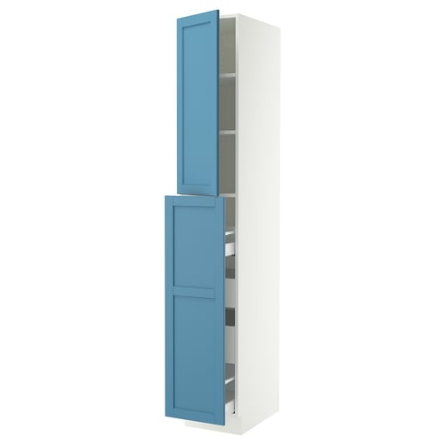 SEKTION / MAXIMERA Gabinete alto+4cjn/1pt/2stnt xtrbl, blanco/Lerhyttan azul, 15x24x90 "