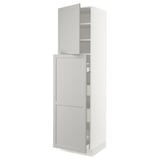 SEKTION / MAXIMERA Gabinete alto+4cjn/1pt/2stnt xtrbl, blanco/Lerhyttan gris claro, 24x24x90 "