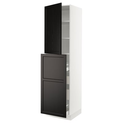SEKTION / MAXIMERA Gabinete alto+4cjn/1pt/2stnt xtrbl, blanco/Lerhyttan teñido en negro, 24x24x90 "